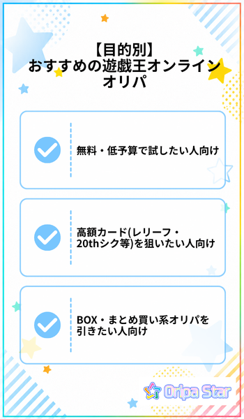 【目的別】おすすめの遊戯王オンラインオリパ